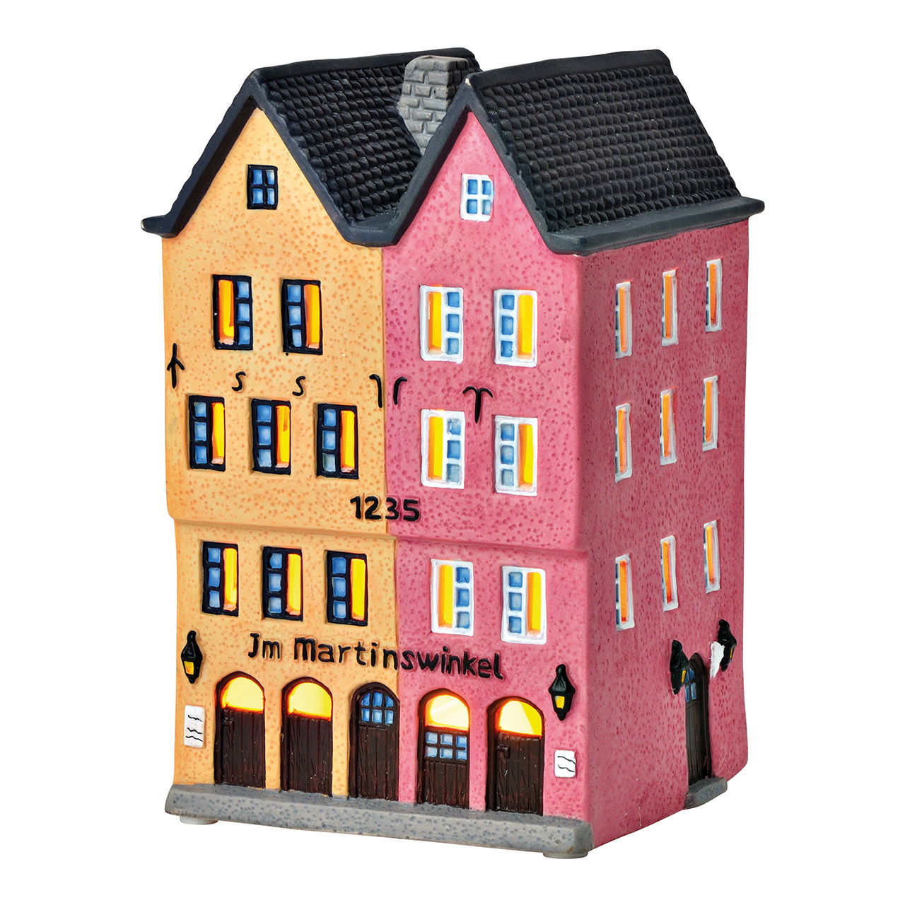 Maison lumineuse "1235 Im Martinswinkel" Cologne en porcelaine, jaune/rose (L/H/P) 11x17x11cm Nachbarschaft, Spielzeug, Stadt, Straße, Dach