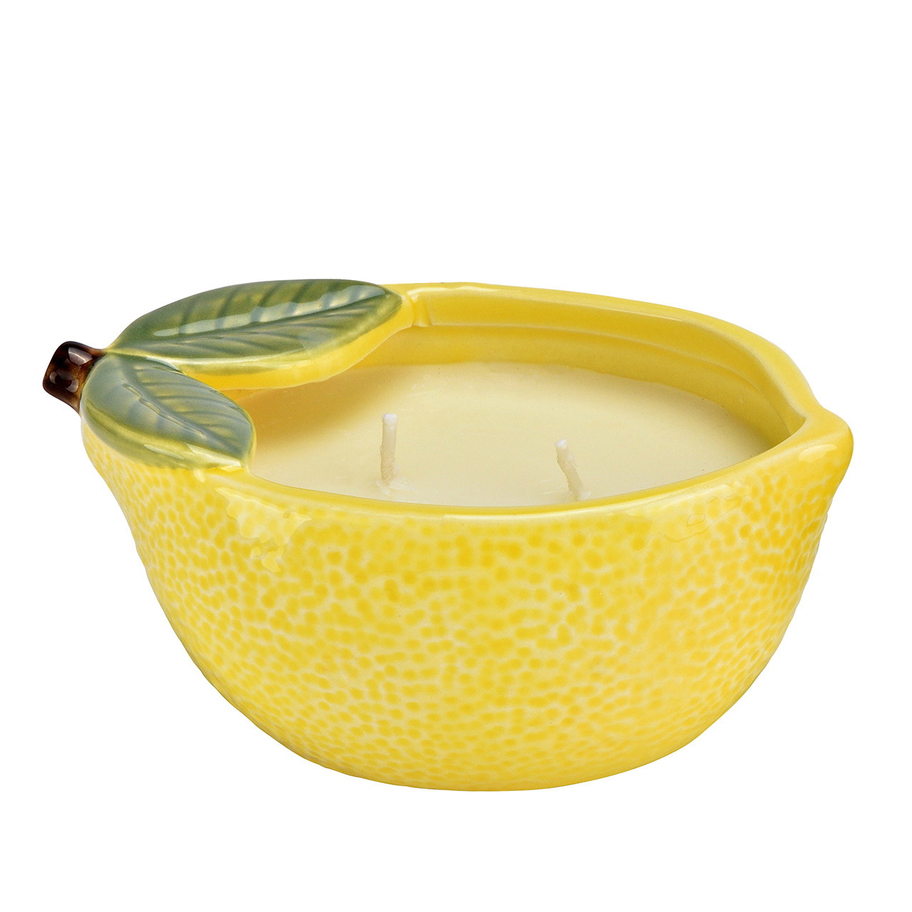 Windlicht Zitrone aus Keramik mit Duftkerze 280g, Gelb (B/H/T) 14x6x10cm | 10043093