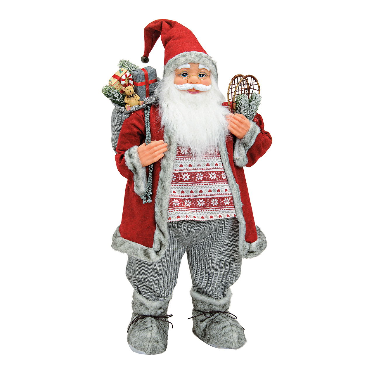 Nikolaus in rot aus Kunststoff/Textil (B/H/T) 35x80x35 cm