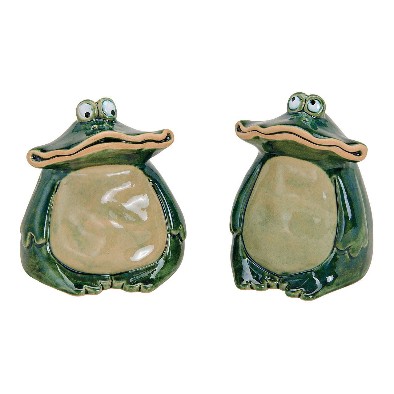 Frosch aus Keramik, 2-fach, Grün (B/H/T) 9x12x9cm Frosch aus Keramik, 2-fach, Grün (B/H/T) 9x12x9cm