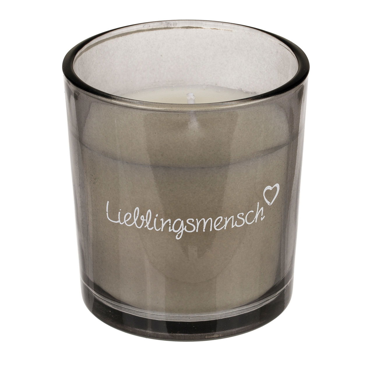 Candle in glass, favorite person white 2-fold, (W/H/D) 7x7x7cm Candle in glass, favorite person white 2-fold, (W/H/D) 7x7x7cm