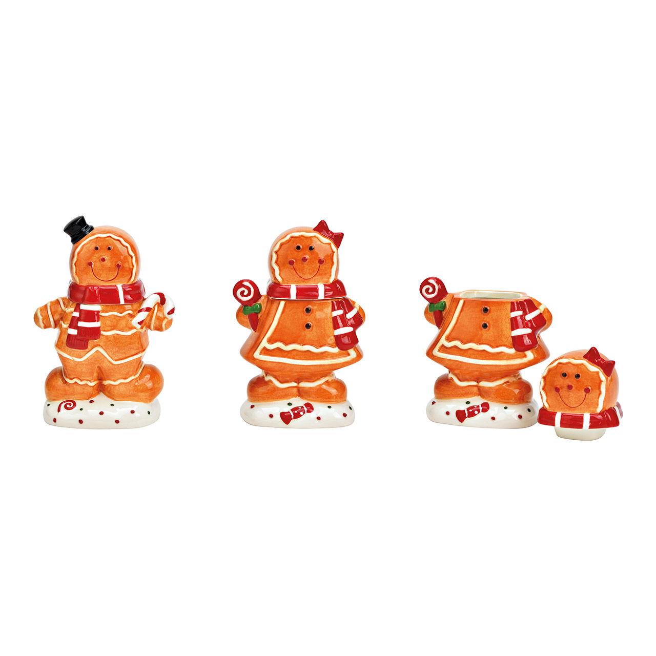 Dose Lebkuchen Figur aus Keramik bunt 2-fach, (B/H/T) 10x15x6cm Figur, Spielzeug, Essen, Süßigkeiten