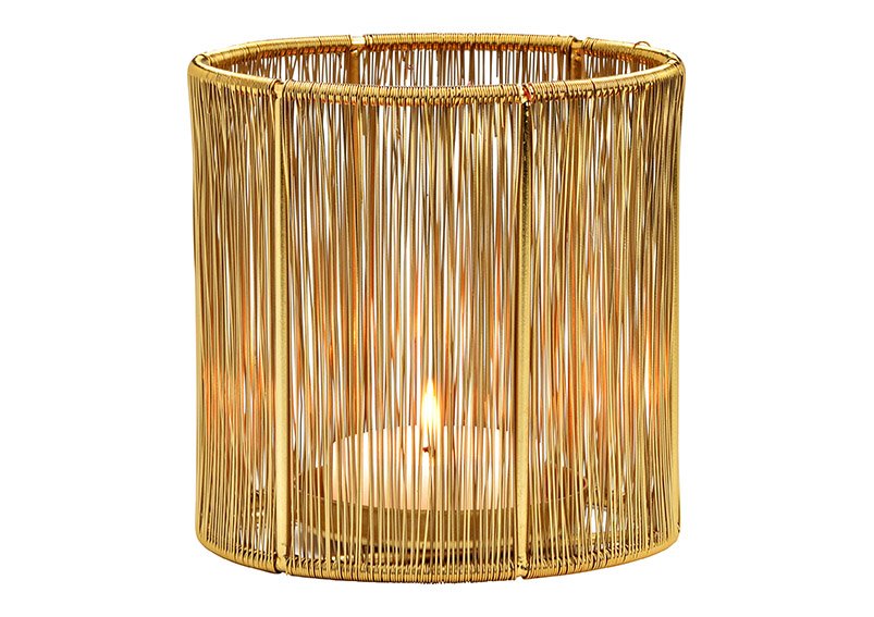 Windlight, candle holder metal gold (W/H/D) 13x13x13cm
