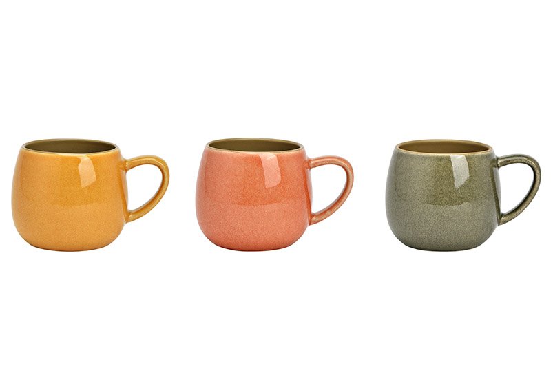 Stoneware mug green, yellow, orange 3-fold, (W/H/D) 13x8x8cm 390ml