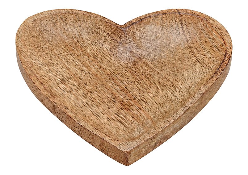Plate heart shape, mango wood, brown, 20x2x20cm
