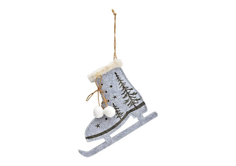 Suspension patins à glace en feutre gris (L/H/P) 19x16x1cm