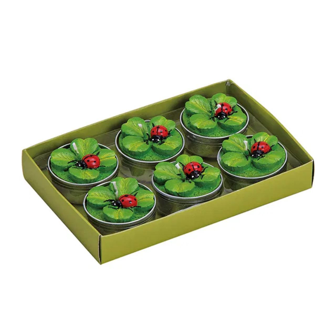 Teelicht-Set 6-teilig Kleeblatt (B/H/T) 4x2x4 cm Essen, Präsentation des Essens, Blume, Pflanze