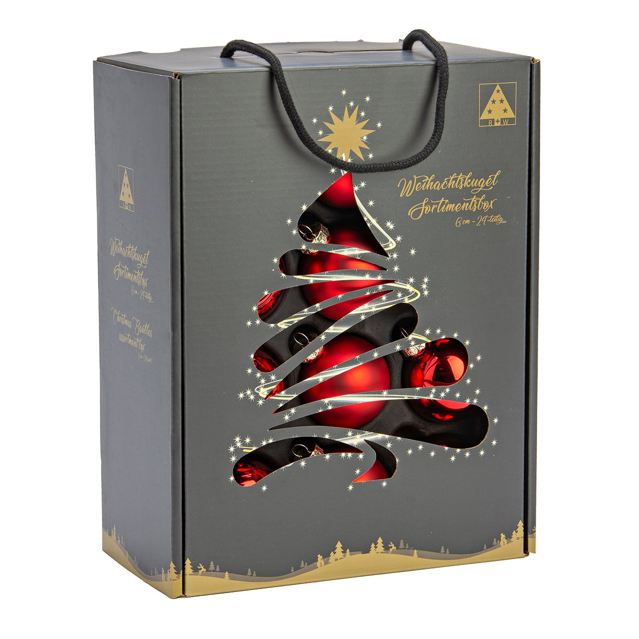 Weihnachtsdeko, Christbaumkugel, Box-Verpackung, Rotes Ornament, Schmuckset