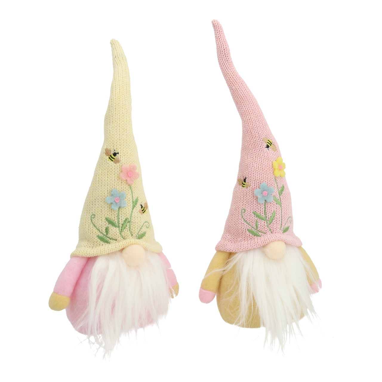 Gnometti in tessuto rosa/rosa chiaro, assortimento doppio (L/A/P) 10x26x7 cm Handpuppe, Gnom, Spring-Details, Filzblumen, Wollbär