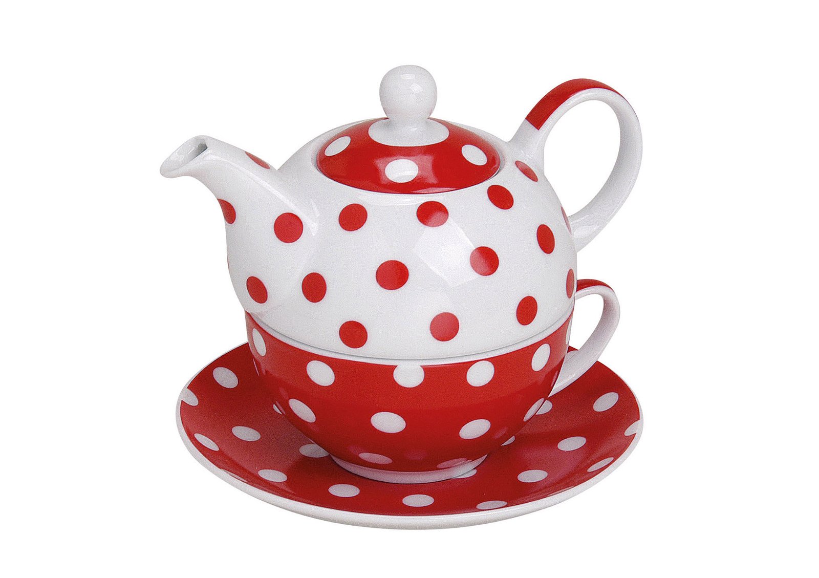 Teekannen-Set mit Tasse+Teller aus Porzellan, B15 x T14 cm