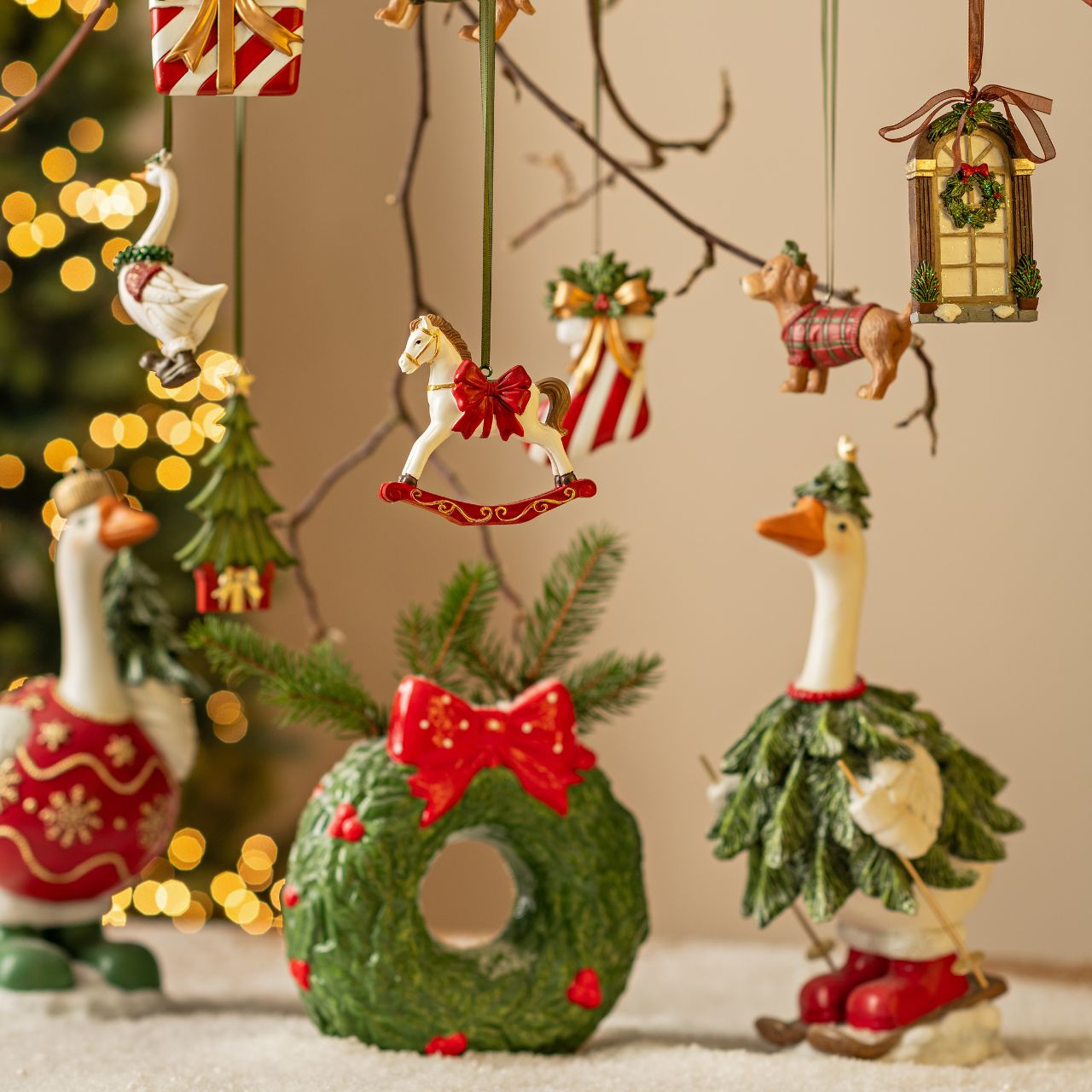 weihnachtsdekoration, ornamenten, figuren, hobby-tier, kranz