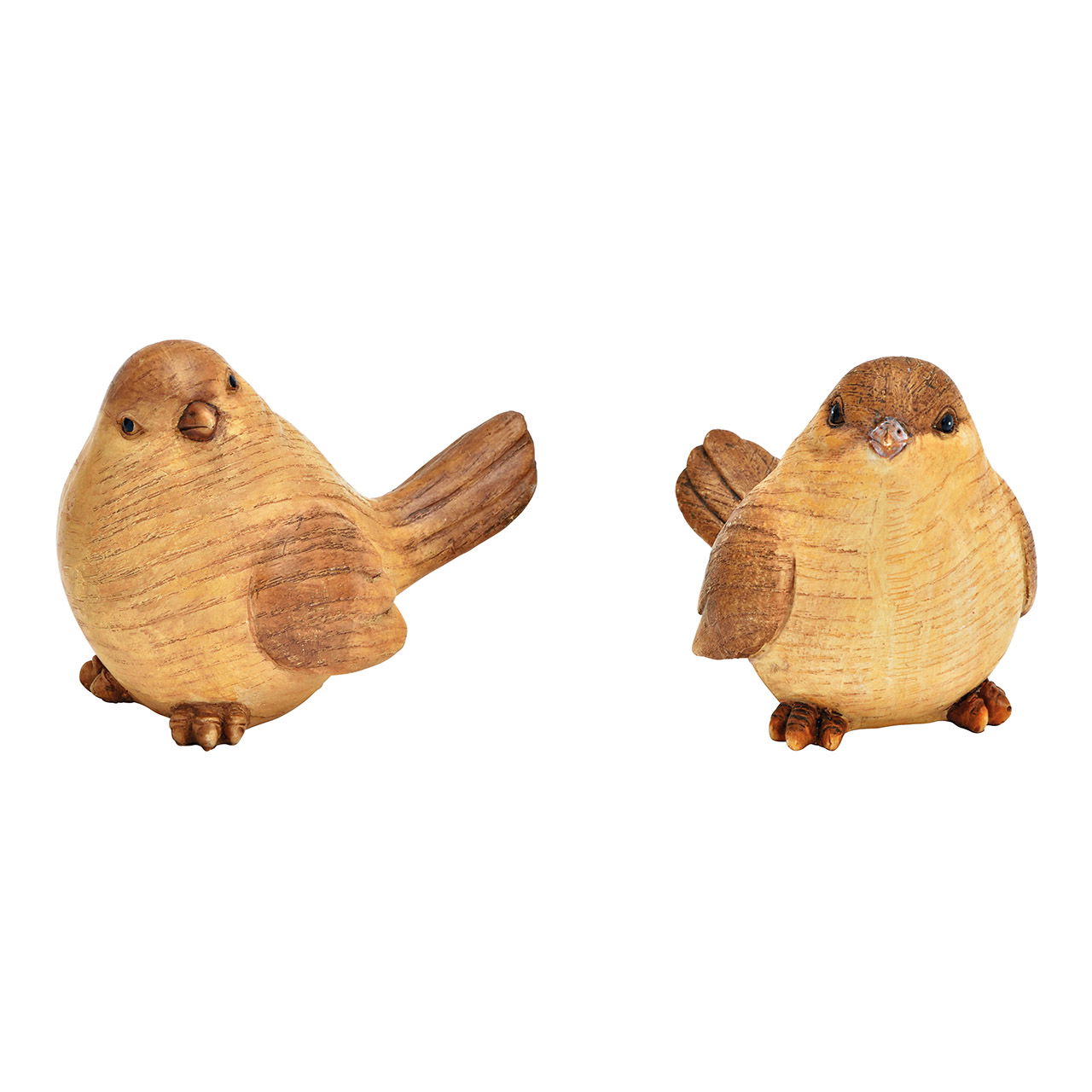 Oiseau aspect bois en poly brun 2 fois, (L/H/P) 12x9x8cm