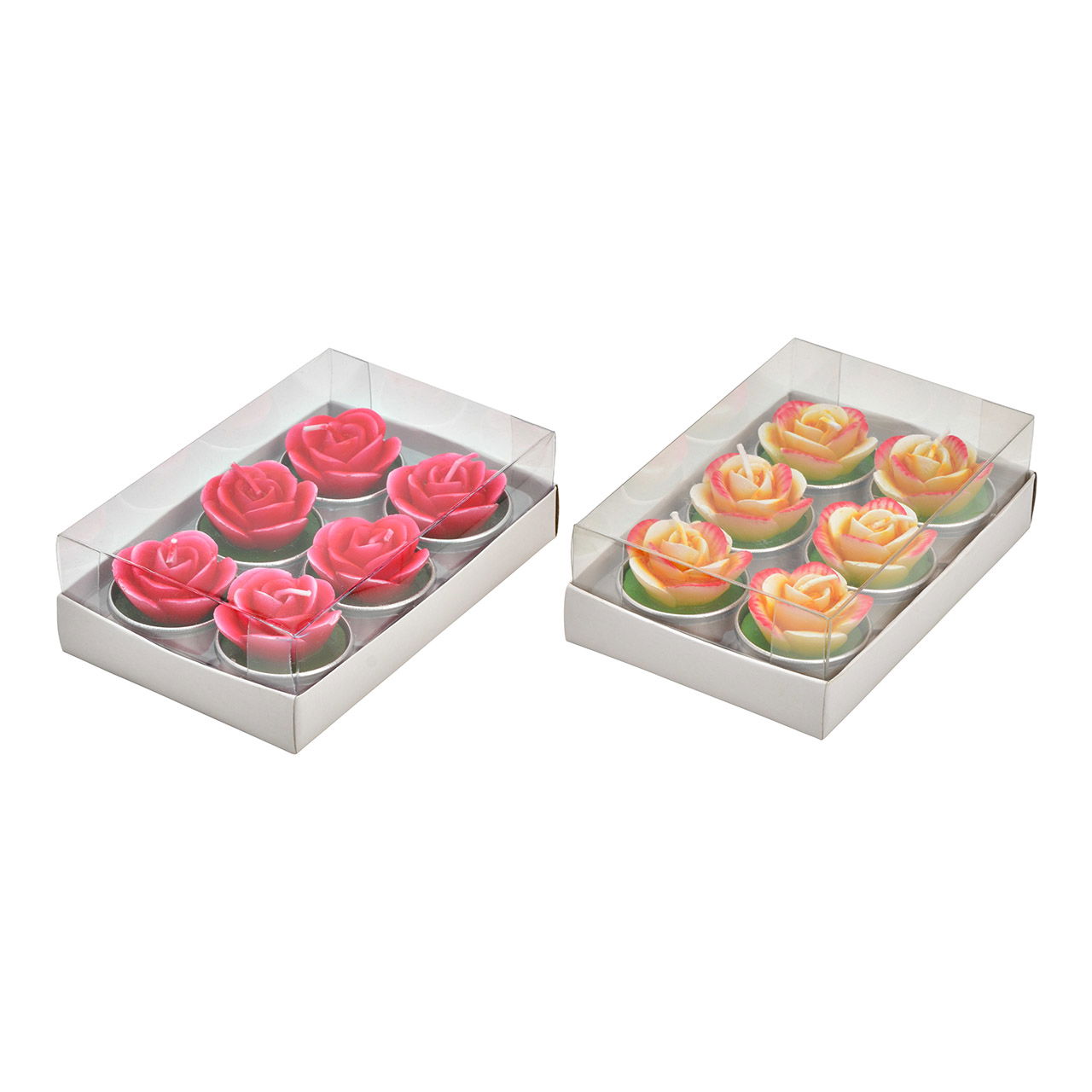 Cera tea light rosa, set di 6, 2, rosa/rosa (L/H/D) 14x6x8cm/4x4x4cm