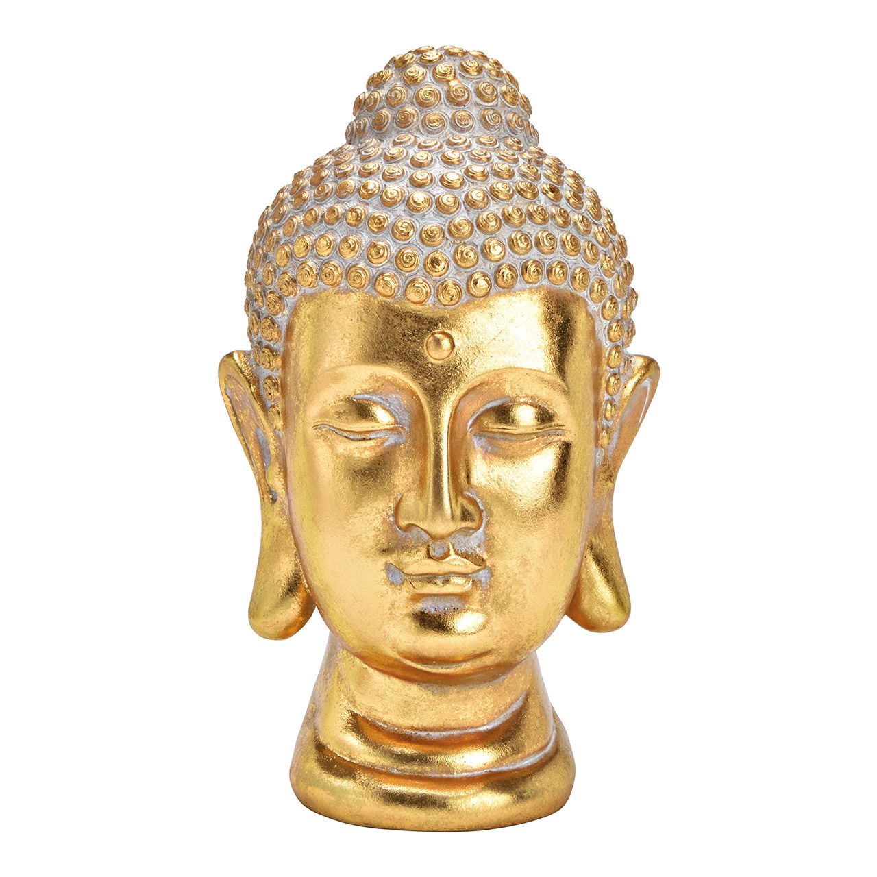 Poly Buddha head, gold (W/H/D) 19x30x17cm