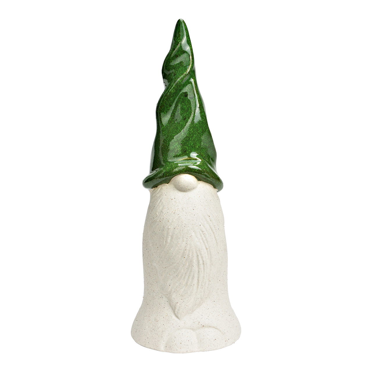 Stoneware gnome, green/white (W/H/D) 10x30x10cm Stoneware gnome, green/white (W/H/D) 10x30x10cm