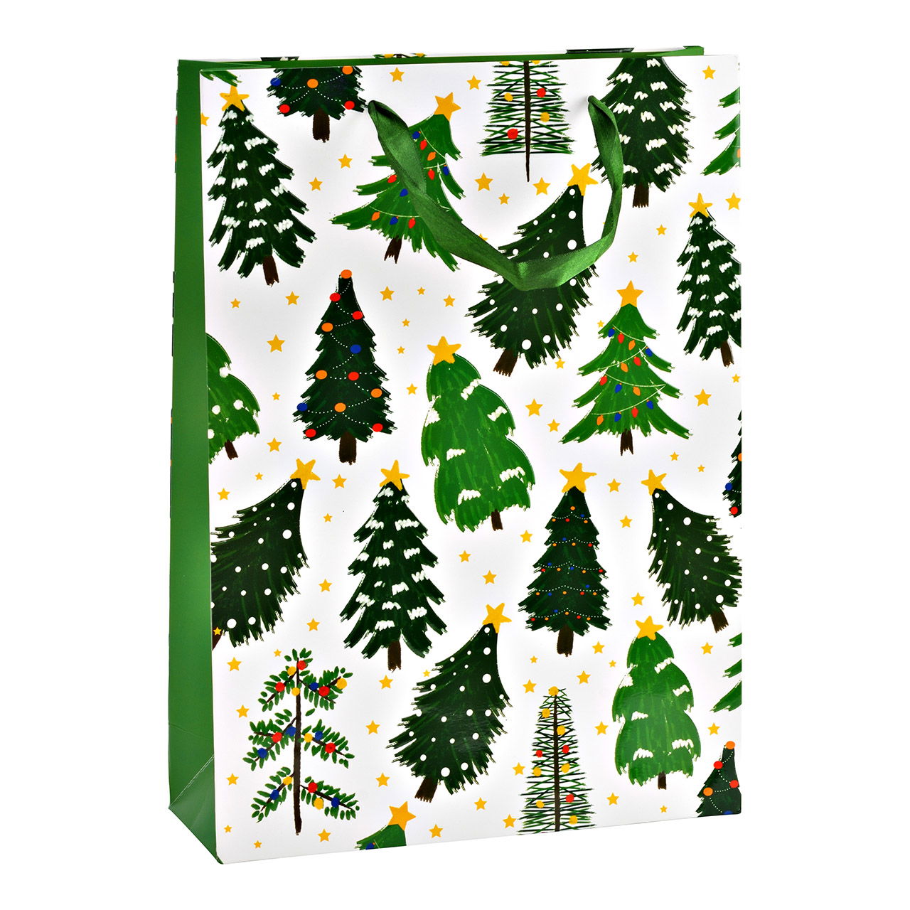 Cadeauzakje 3D kerstboomdecor van papier/karton, wit/groen (B/H/D) 25x34x8cm