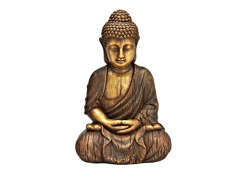Buddha aus Magnesia braun, gold (B/H/T) 28x47x20cm
