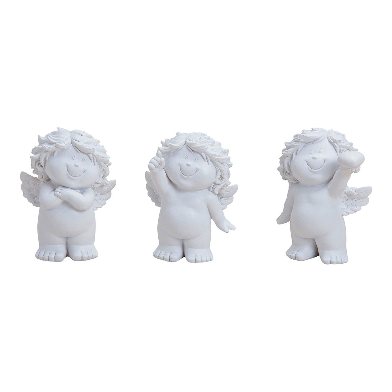 Engel in weiß aus Poly, 3-fach sortiert (B/H/T) 9x12x7 cm Engel in weiß aus Poly, 3-fach sortiert (B/H/T) 9x12x7 cm