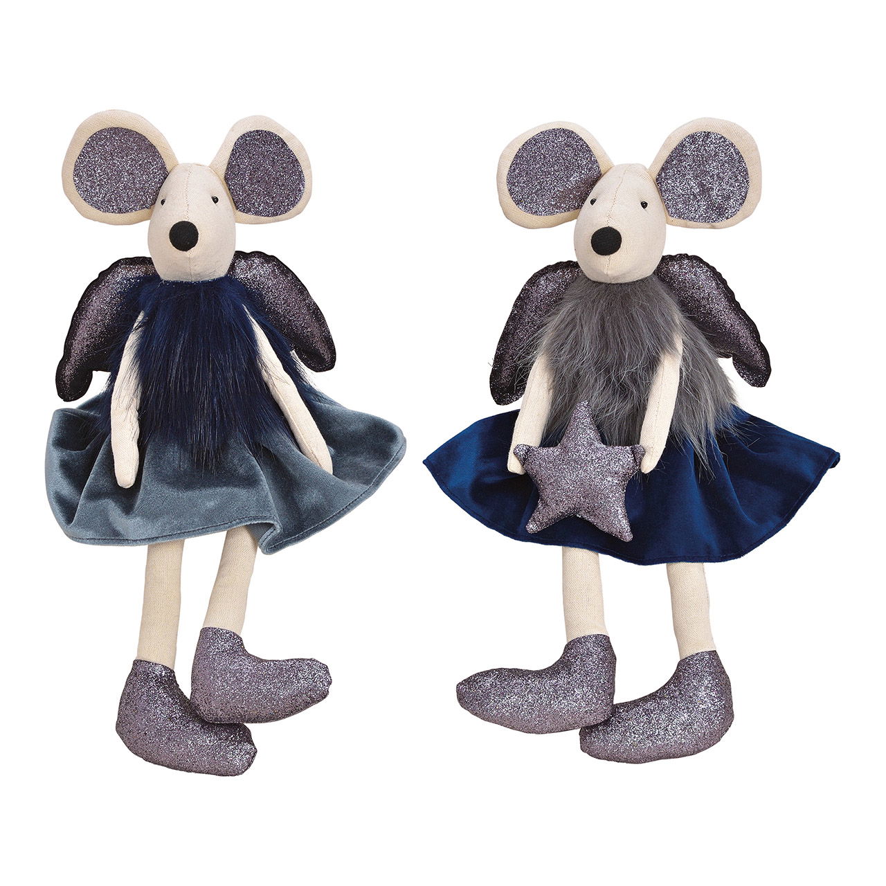 Kantenhocker Maus aus Textil Blau 2-fach, (B/H/T) 19x19/37x12cm Kantenhocker Maus aus Textil Blau 2-fach, (B/H/T) 19x19/37x12cm