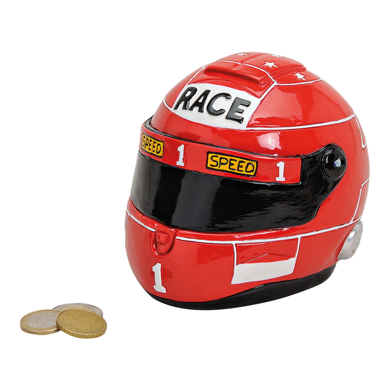 Spardose Motorradhelm rot, aus Poly, 14x11x11 cm Spardose Motorradhelm rot, aus Poly, 14x11x11 cm