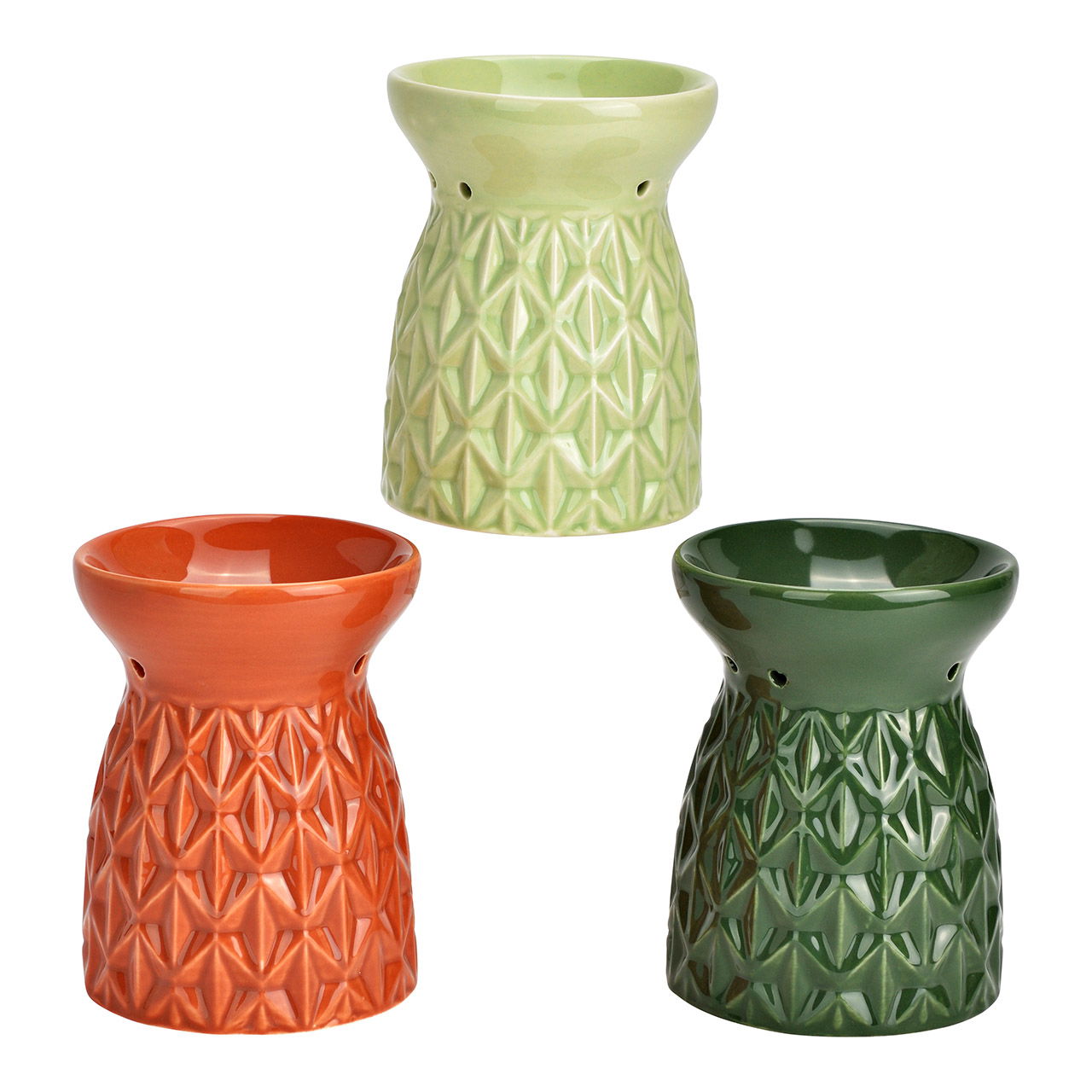 Lampada profumata in porcellana, a 3 pieghe, verde/rosso (L/H/D) 10x13x10cm Lampada profumata in porcellana, a 3 pieghe, verde/rosso (L/H/D) 10x13x10cm