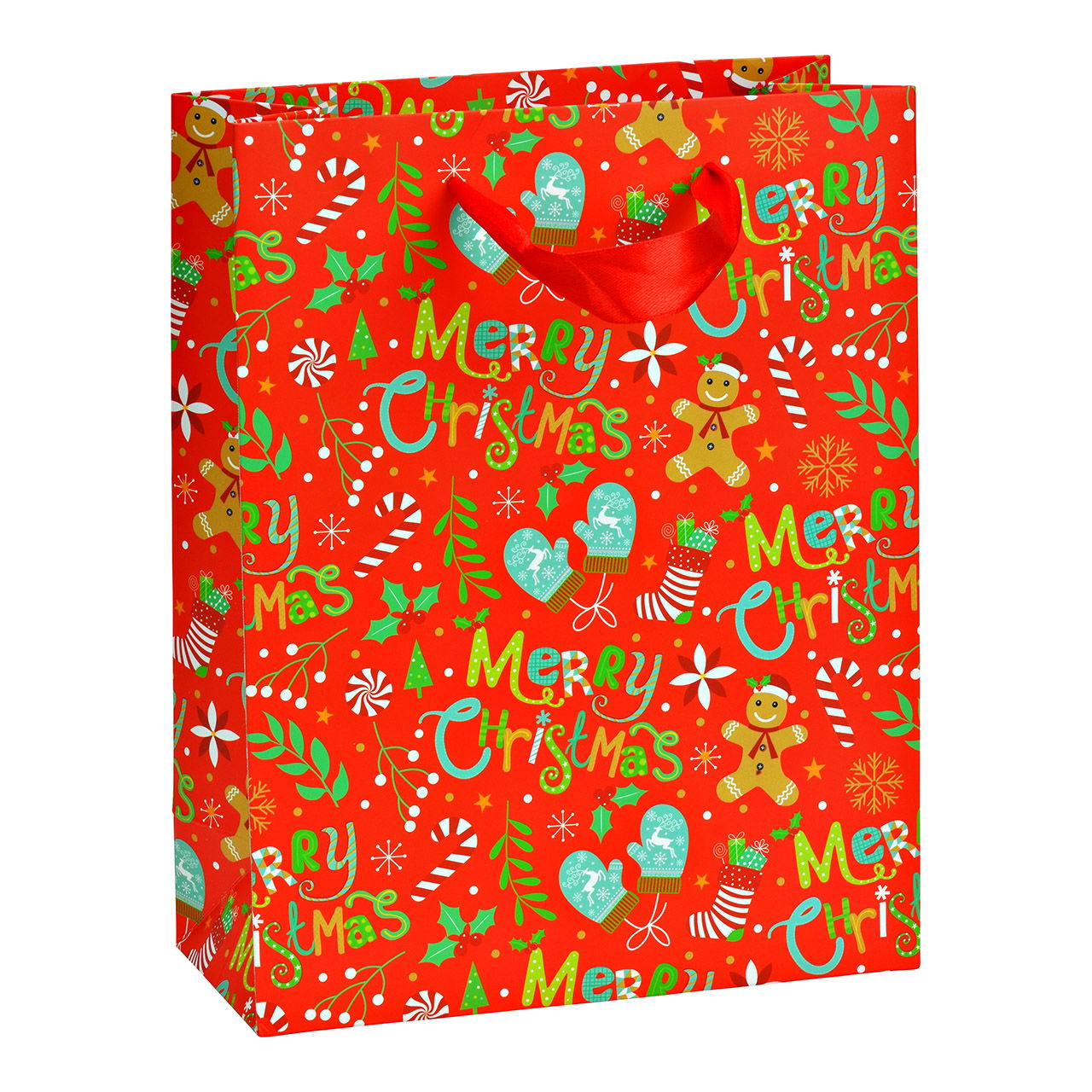 Sacchetto regalo in carta/cartone con decorazioni natalizie, rosso (L/A/D) 18x23x8cm Sacchetto regalo in carta/cartone con decorazioni natalizie, rosso (L/A/D) 18x23x8cm