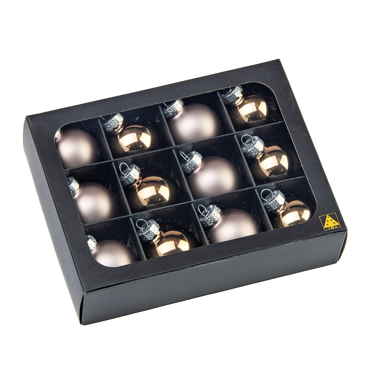Weihnachtskugel RW_16360 aus Glas Braun 12er Set (B/H/T) 4x4x4cm Weihnachtskugeln, Baumschmuck, Glaskugeln, Ortsschmuck, Ornamenten-Set