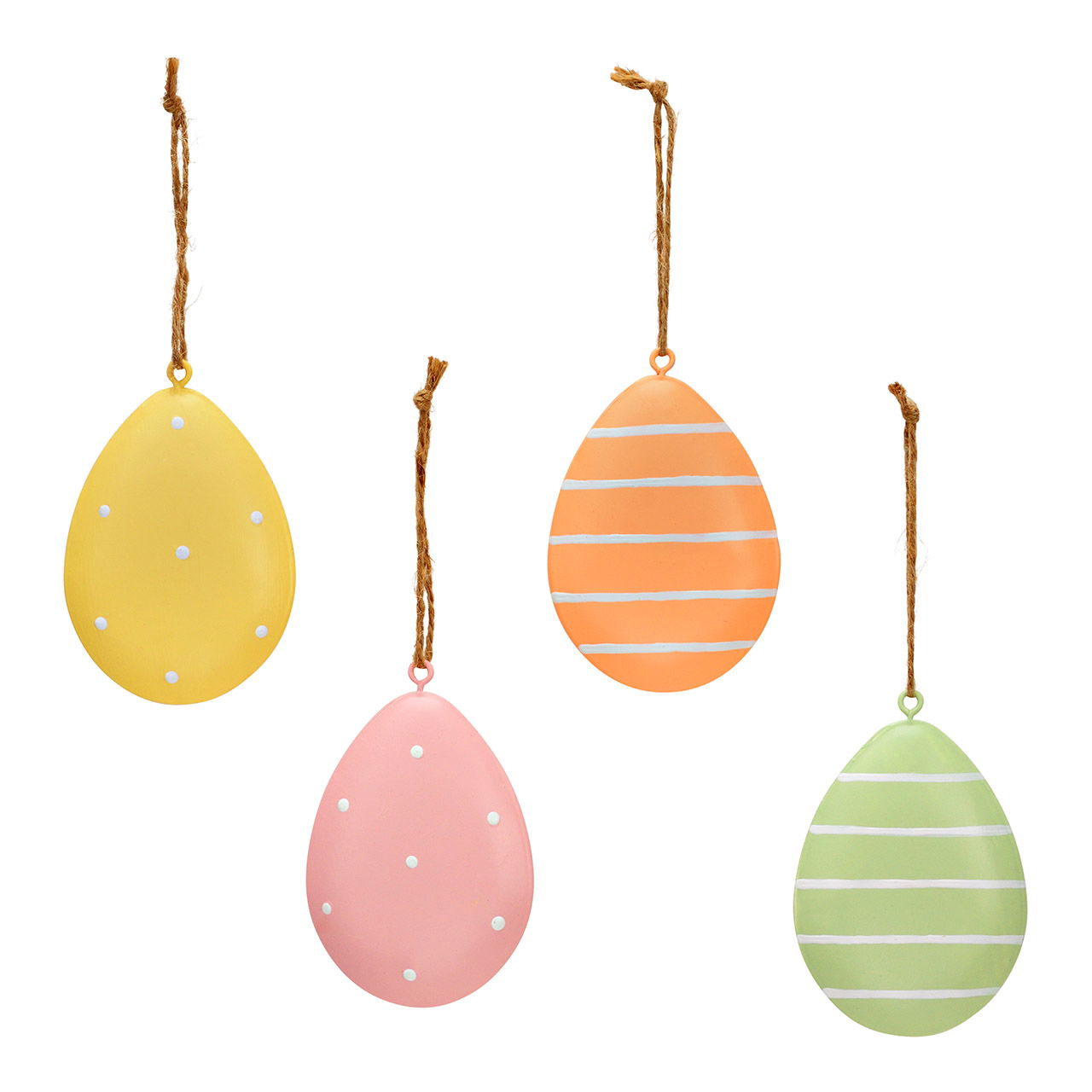 Metal egg hanger 4-fold, green/yellow/pink/apricot (W/H/D) 6x8x1cm