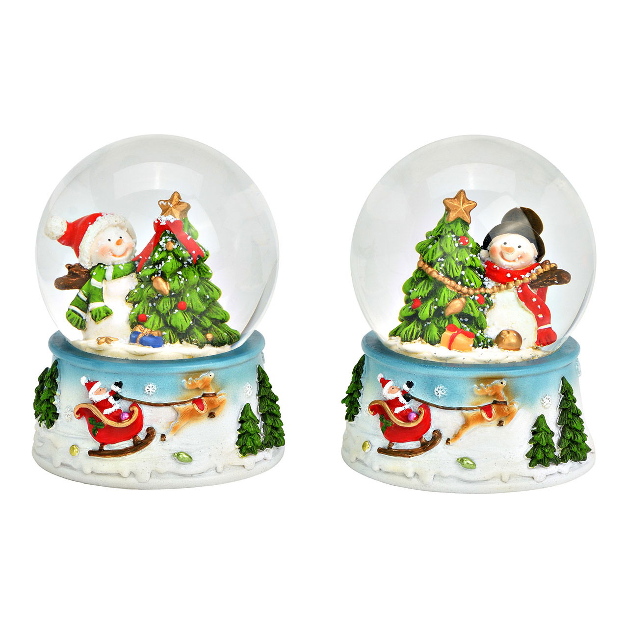 Schneekugel Schneemann Weihnachtsmotiv aus Glas/Poly, 2-fach, Bunt (B/H/T) 6x9x6cm