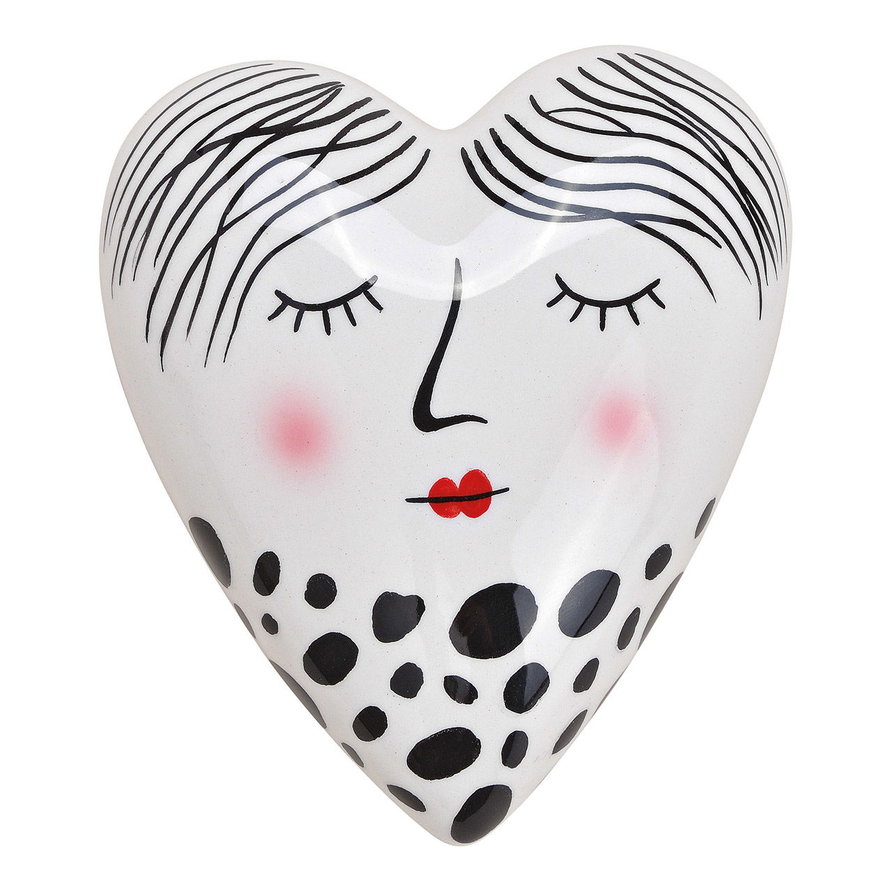 Ceramica cuore donna nero, bianco (w/h/d) 8x4x10cm