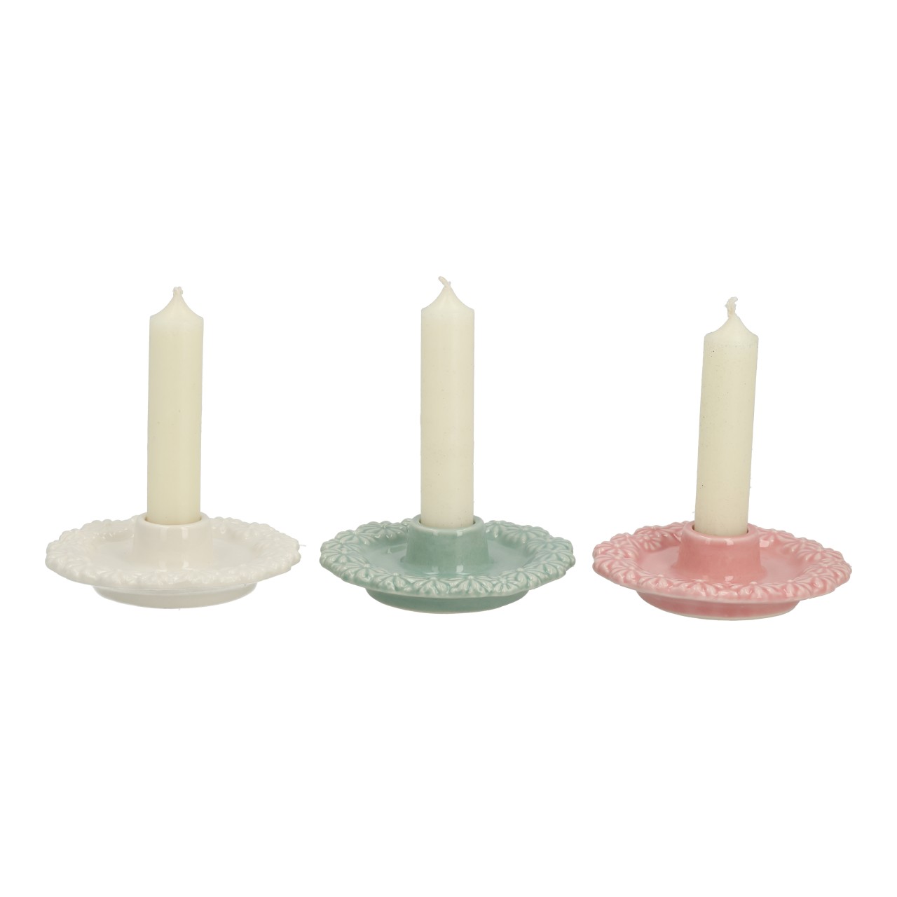 candlestick, holder, keramik, pastell, rosette