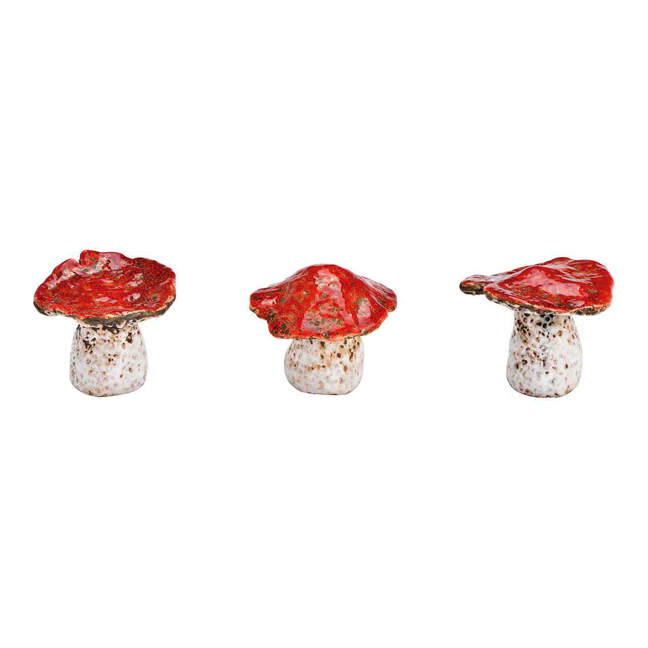 Mushroom made of ceramic red 3-fold, (W/H/D) 7x6x7cm Mushroom made of ceramic red 3-fold, (W/H/D) 7x6x7cm