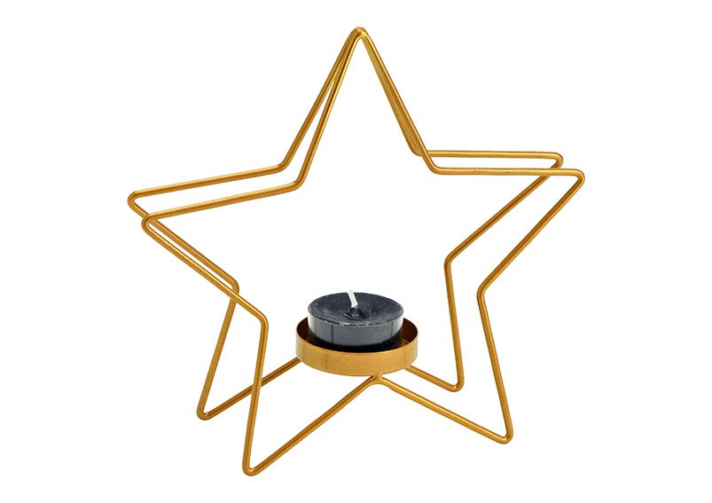 Teelichthalter Stern aus Metall Gold (B/H/T) 18x17x6cm