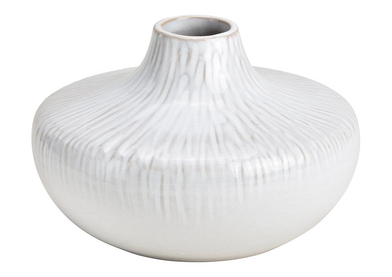 Vaso in ceramica bianca (c/h/d) 14x9x14cm
