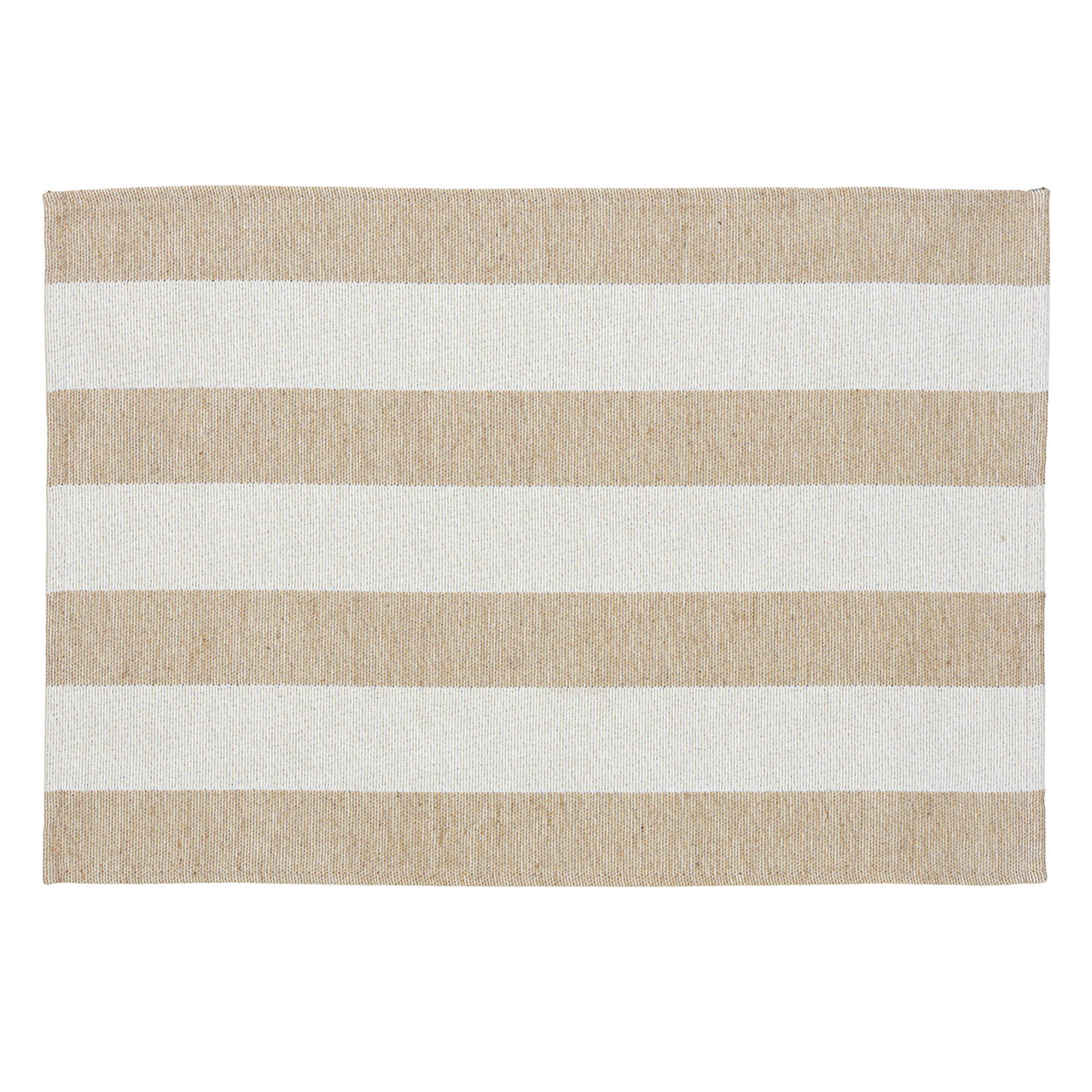 Streifen, Kissenbezug, Leinenoptik, Beige-Weiß, Textil