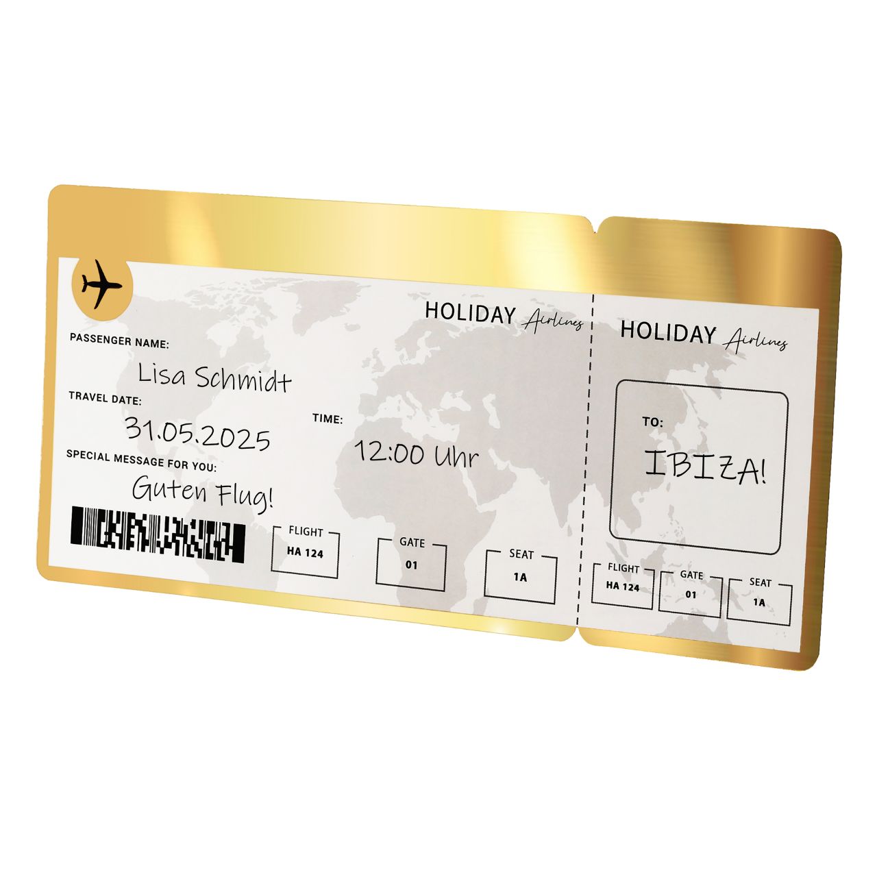 flugticket, passagierticket, goldenes design, reisedokument, world map