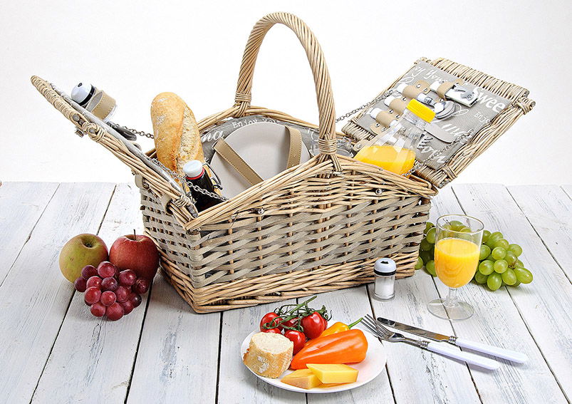 Picknick basket 2 person wicker 14 pcs. 40x27x35 cm