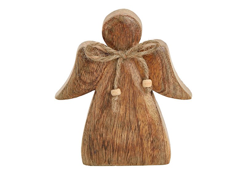 Angel, mango wood, brown, 13x15x2cm
