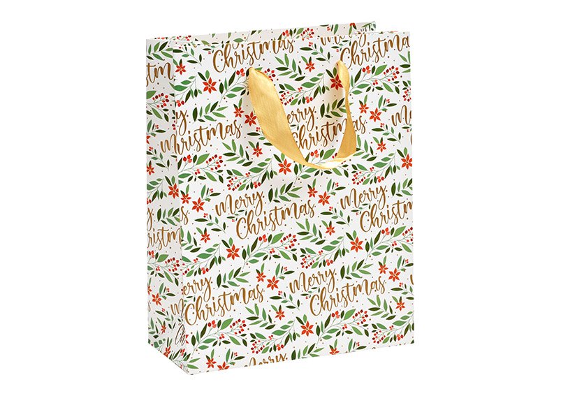 Bolsa de regalo Feliz Navidad decoración de hojas de papel/cartón de colores (A/A/P) 18x23x2cm