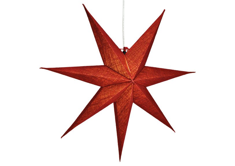 Light star 7 prongs of paper / cardboard, jute Bordeaux Ø60cm