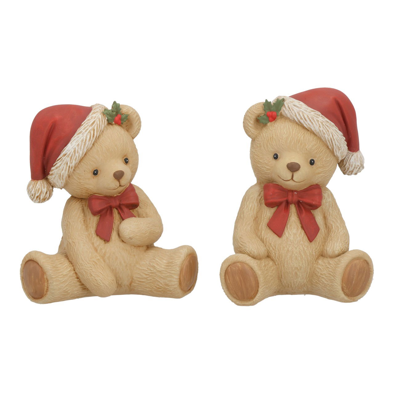 Bär mit Weihnachtsmütze aus Poly Braun 2-fach sortiert (B/H/T) 9x12x7cm Spielzeug, Plüsch, Teddybär