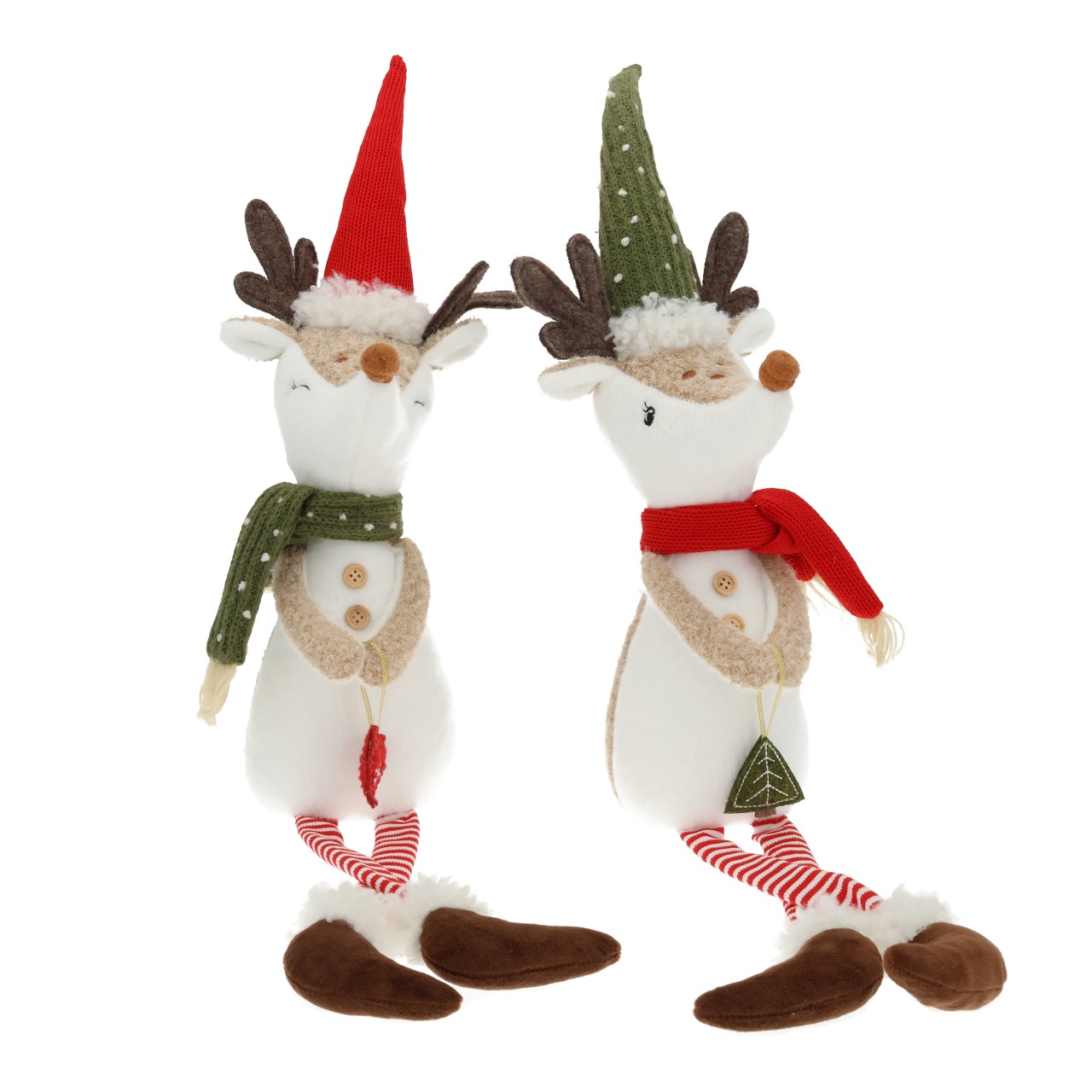 Weihnachtsdeko, Rentier, Schneemann, Stofffigur, Schals