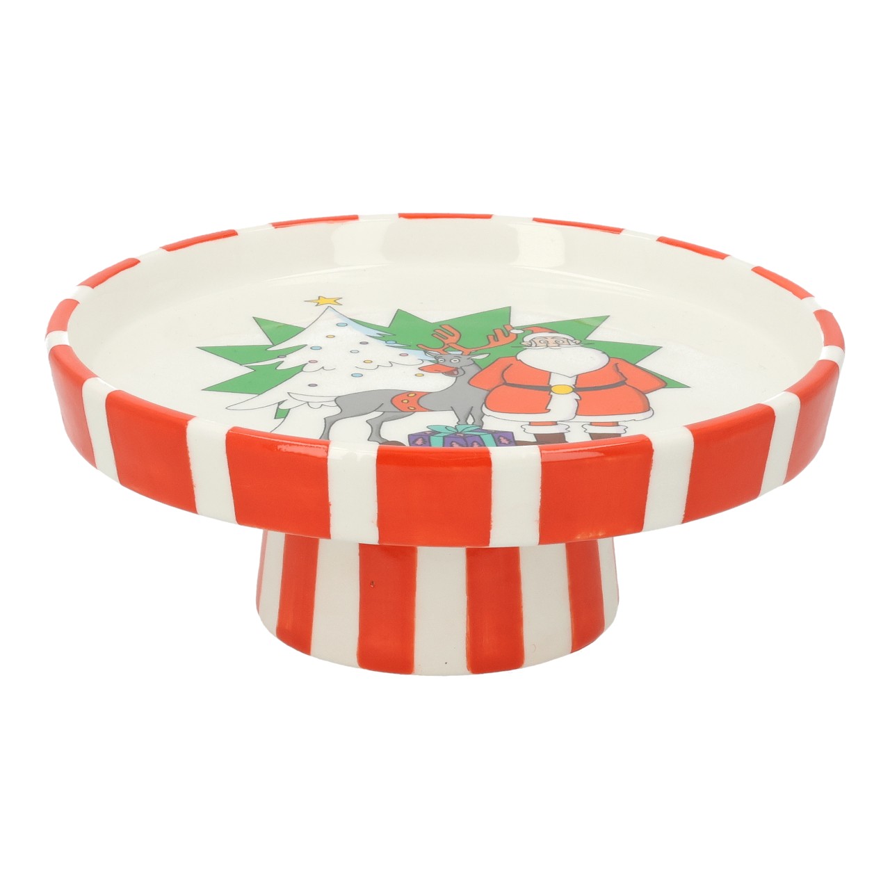 Weihnachts-Schale, Dessertschale, Rot-weiß, Weihnachtsmotiv, Ständer/Untertasse, Teller, Weihnachtsmotiv, Rot-Weiß, Tischschale, Holz/Keramik?