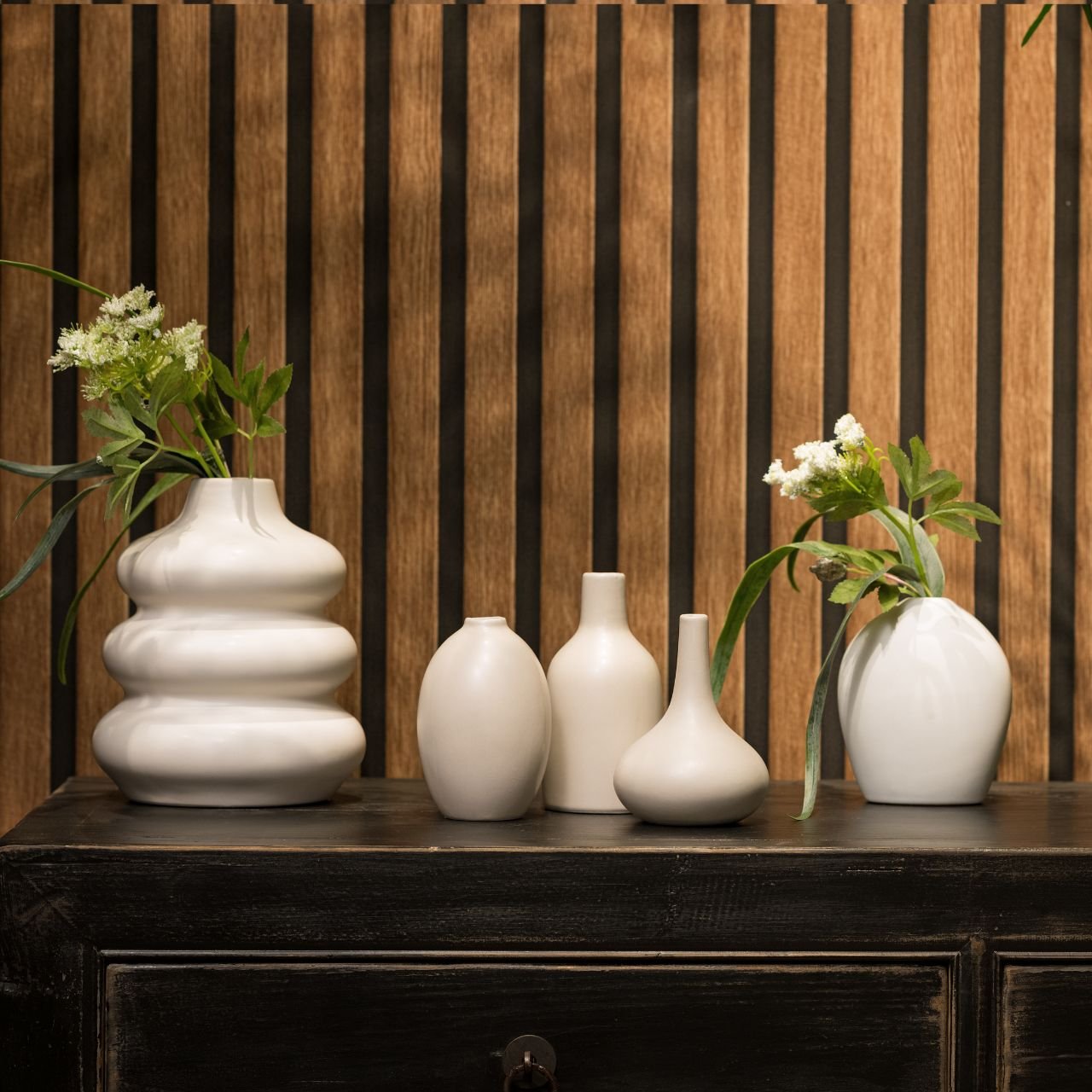 Set de 3 vases en céramique grise, (L/H/P) 9x12x9cm, 7x11x7cm, 7x14x7cm