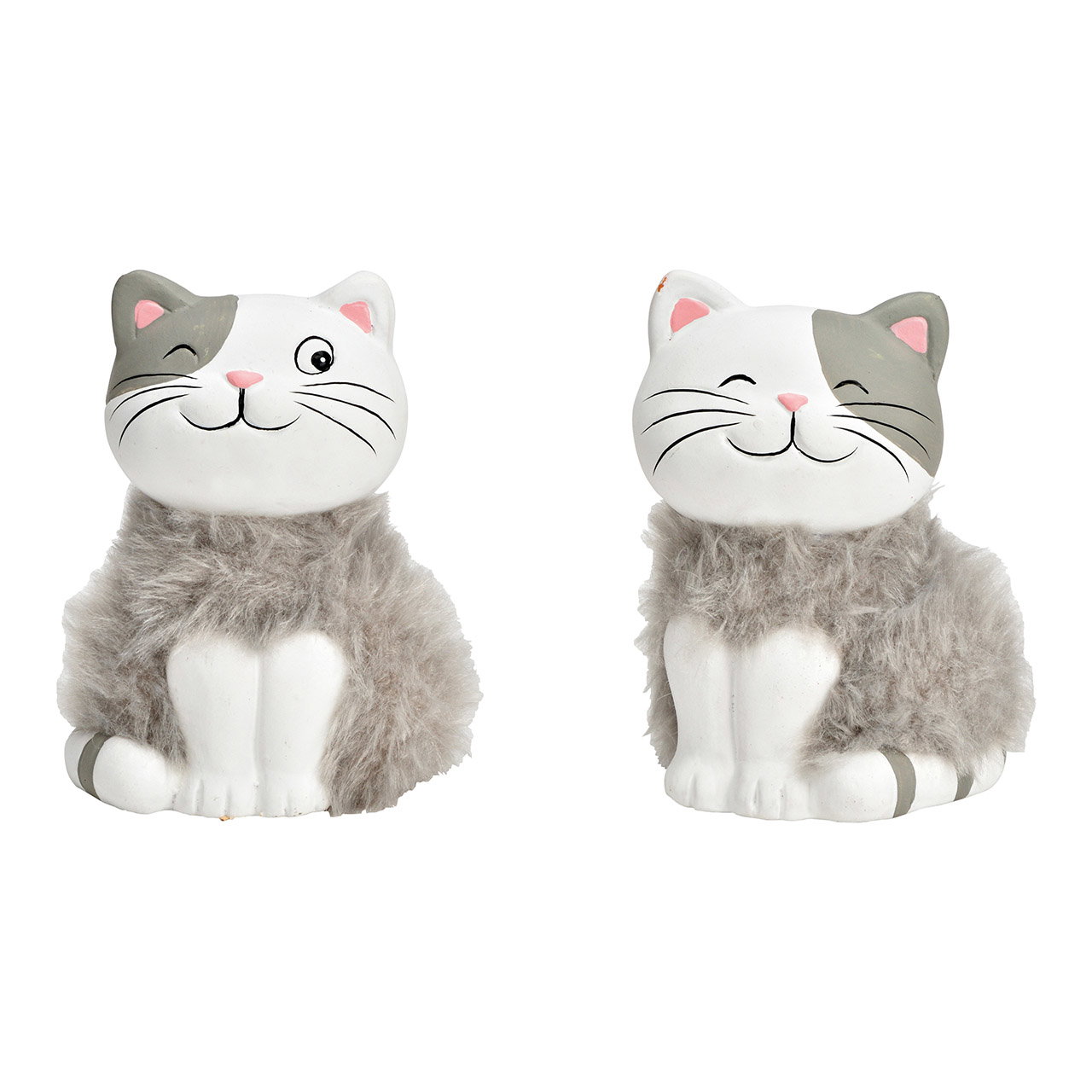 Katze aus Ton grau 2-fach, (B/H/T) 7x10x6cm Katze aus Ton grau 2-fach, (B/H/T) 7x10x6cm