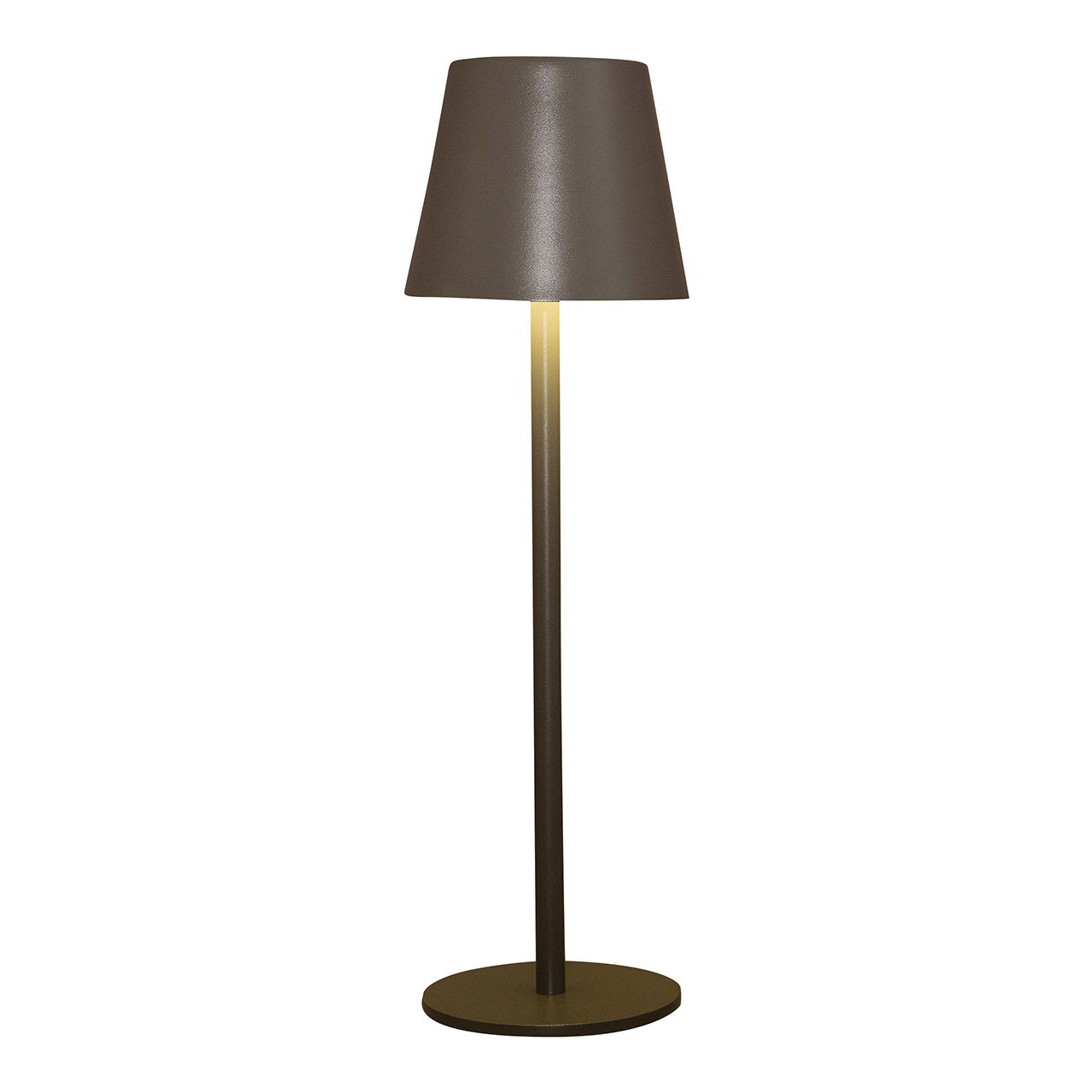 LED Tischlampe, Outdoor/Indoor, Warmweiß Dimmbare Touch on/off inkl. 80cm USB Kabel aus Metall matt taupe (B/H/T) 11x36x11cm Lampe, Lampenschirm