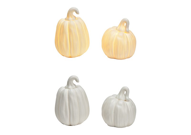 Pumpkin with light, battery operated 3xLR44, made of porcelain white 2-fold, (W/H/D) 7x10x7cm 7x8x7cm