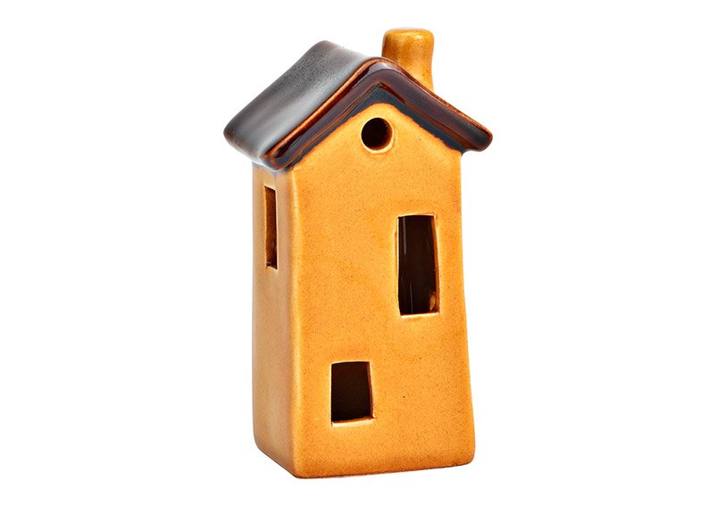 Huisje van keramiek mosterd (B/H/D) 5x10x4cm