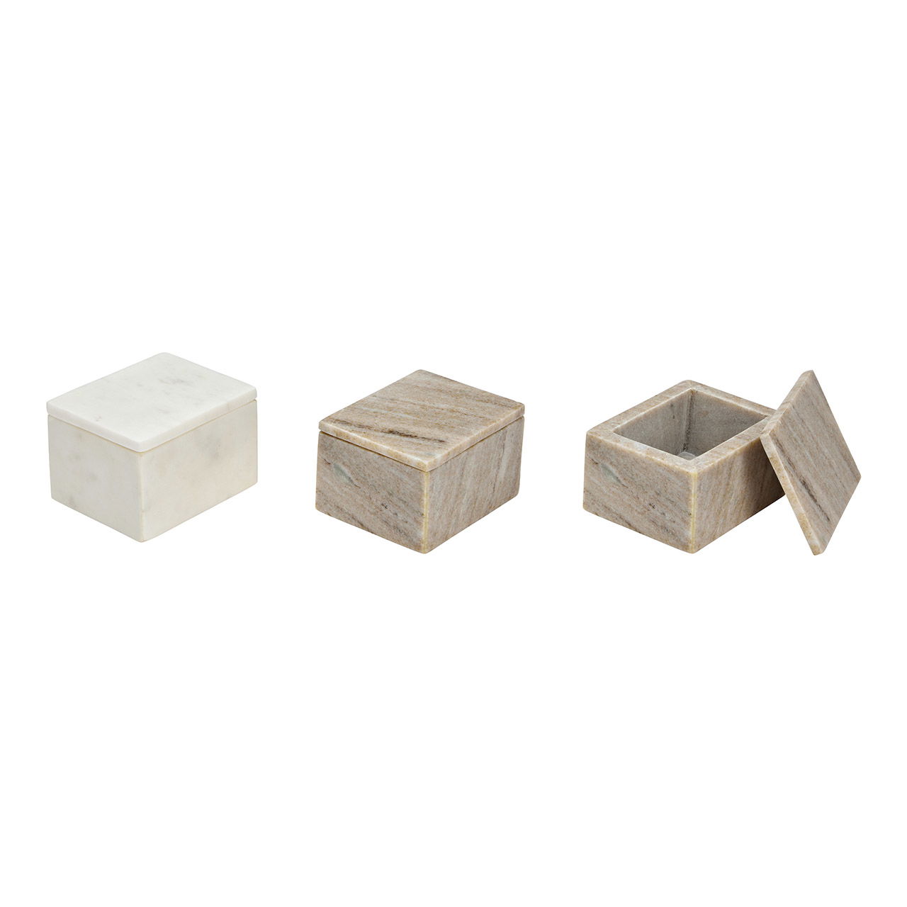 Marmeren doos beige, wit 2-voudig, (B/H/D) 10x7x8cm