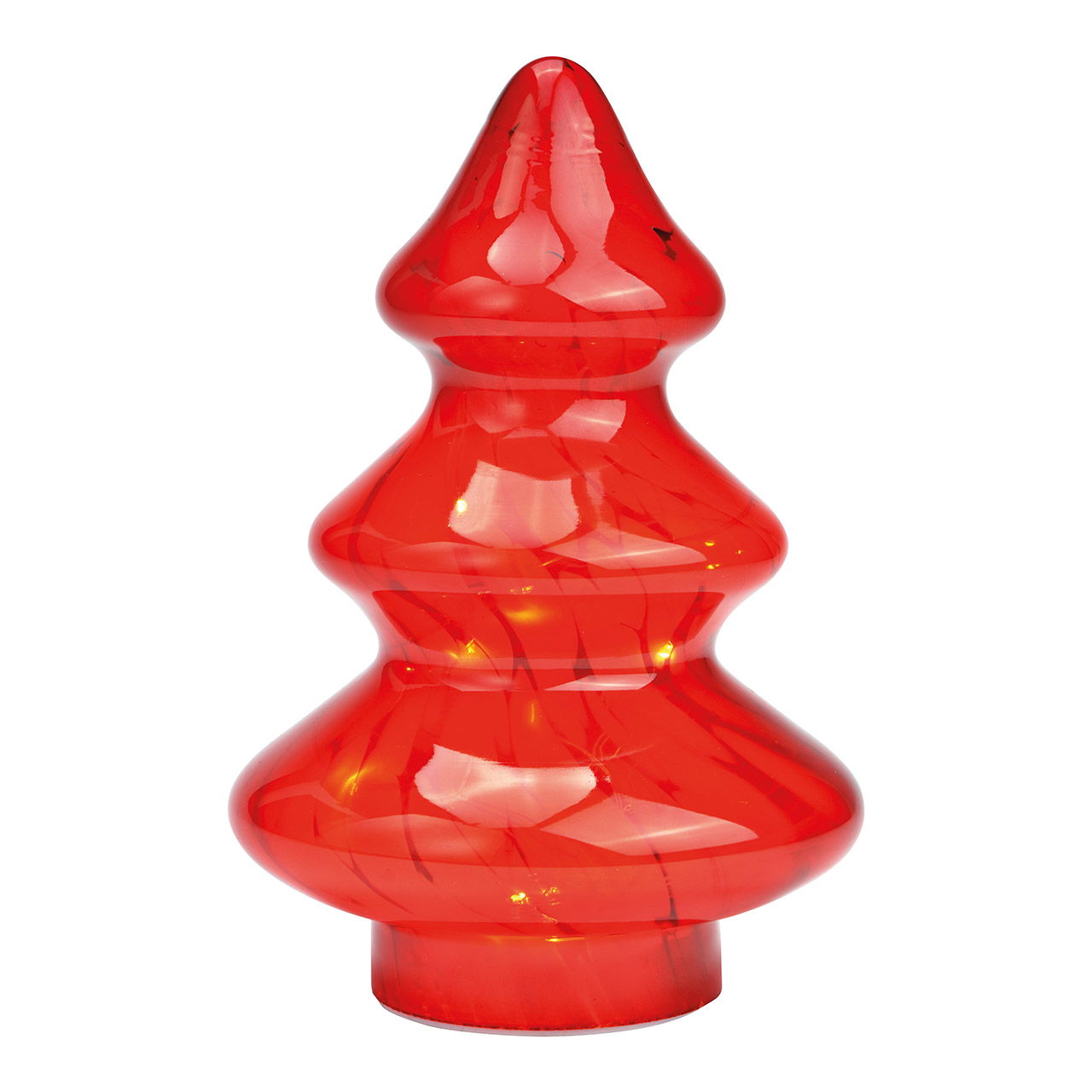 Sapin avec 10 LED avec 16/8 minuterie en verre rouge (L/H/P) 14x20x14cm, 2xAAA exclus